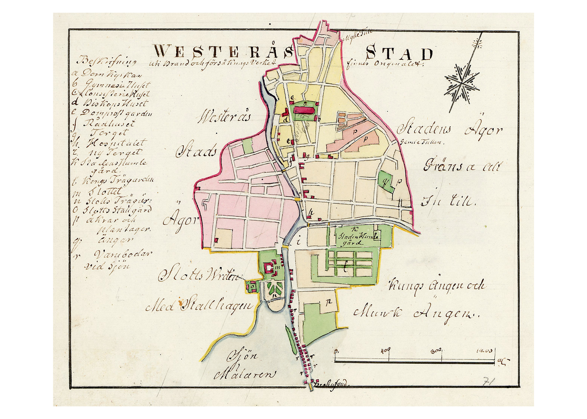 Karta över Västerås år 1800